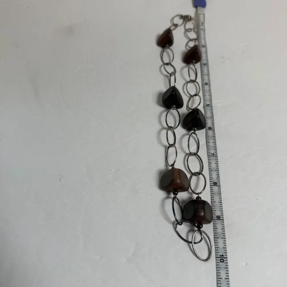 Silpada N1359 Sterling Silver Ebony Wood Link Necklace 925 Modern Artisan 32g